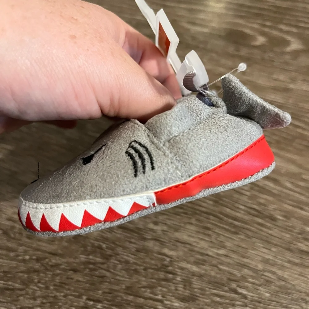 Beverly Hills Polo Club Gray and Red Baby Crib Shoes